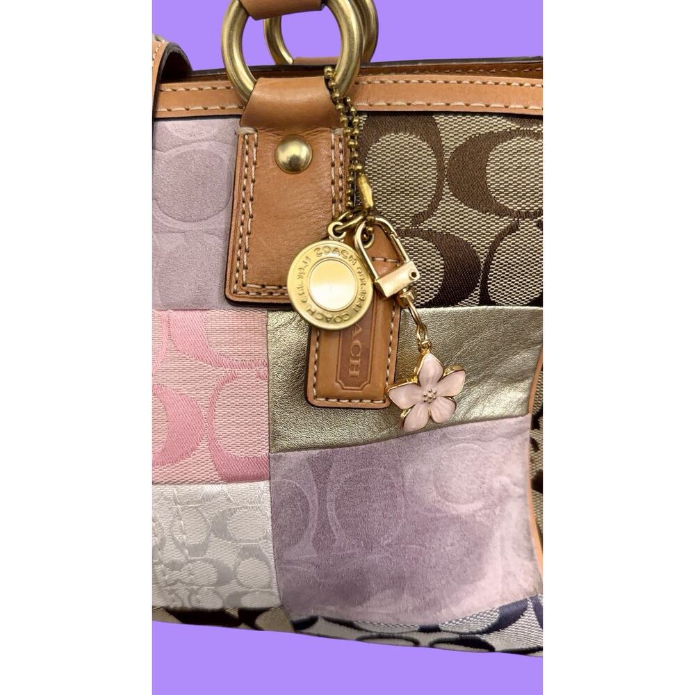 Coach Vintage Signature Patchwork Medium Satchel Pastel Turnlock Rare Y2K - Picture 4 of 10